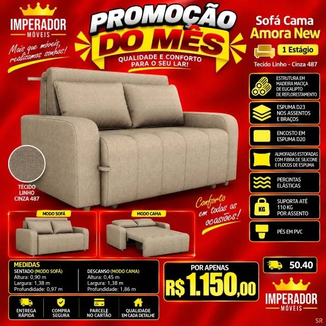 Sofá cama Amora (Pague na entrega)
