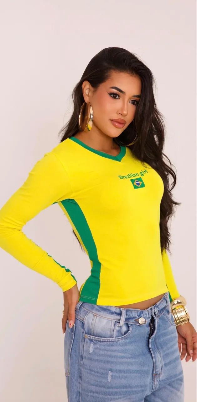 Blusa manga longa Brasil  - Foto 2