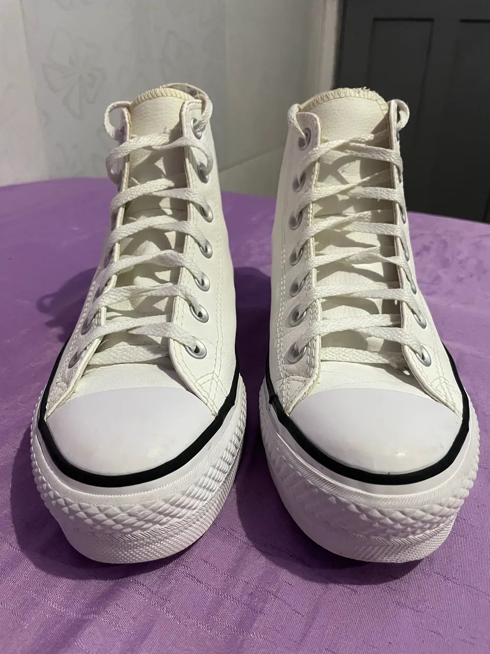 all star converse couro branco plataforma - Foto 2