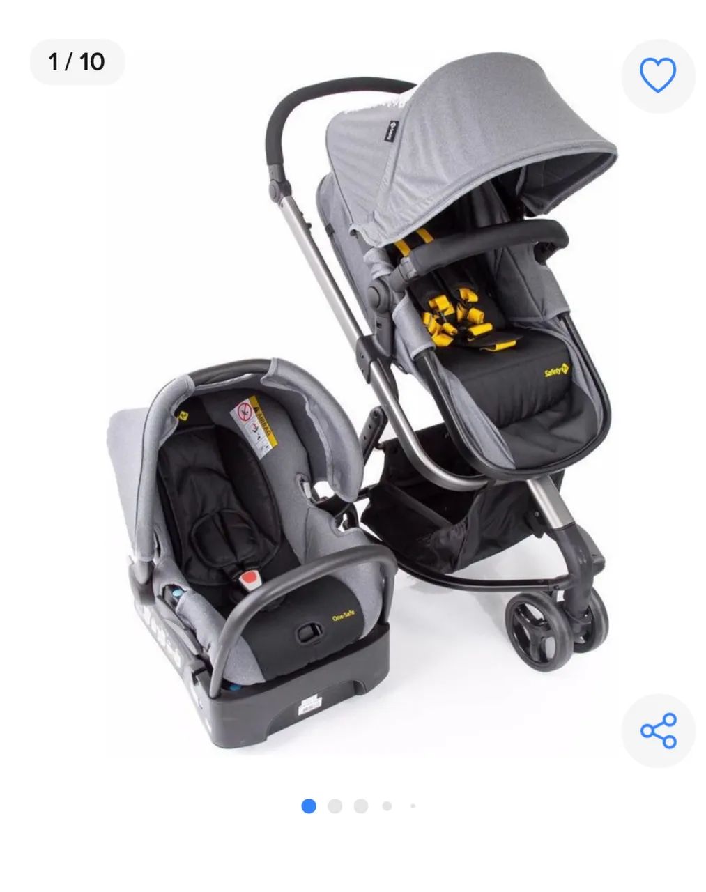 Carrinho de bebê tipo Moisés + bebê conforto  - Foto 4