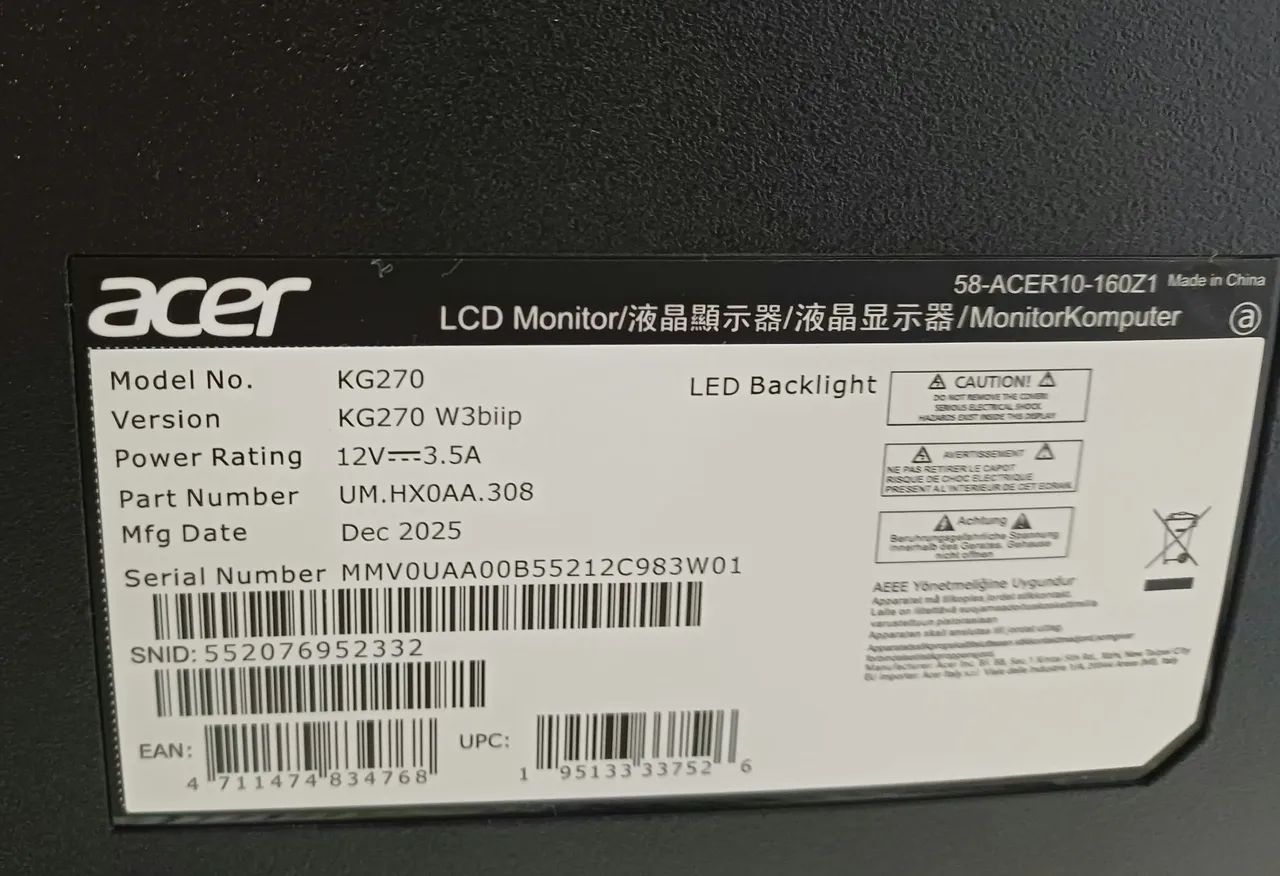 Monitor Gamer Acer KG270 Tela de Led 27 Polegadas IPS Anti Reflexo Full HD 240Hz - Foto 4