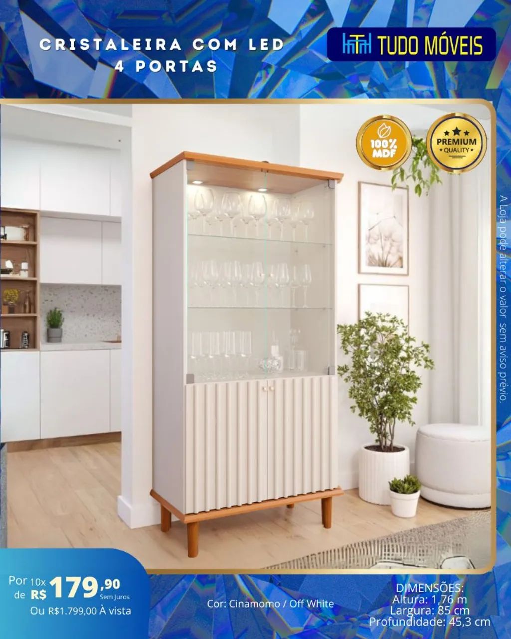 Buffet com LED e detalhes no ripado - 100% MDF  - Foto 2