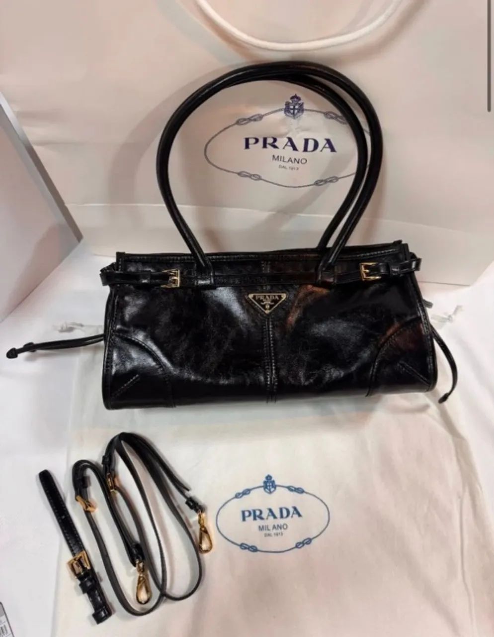 bolsa prada bonnie preta media - Foto 2