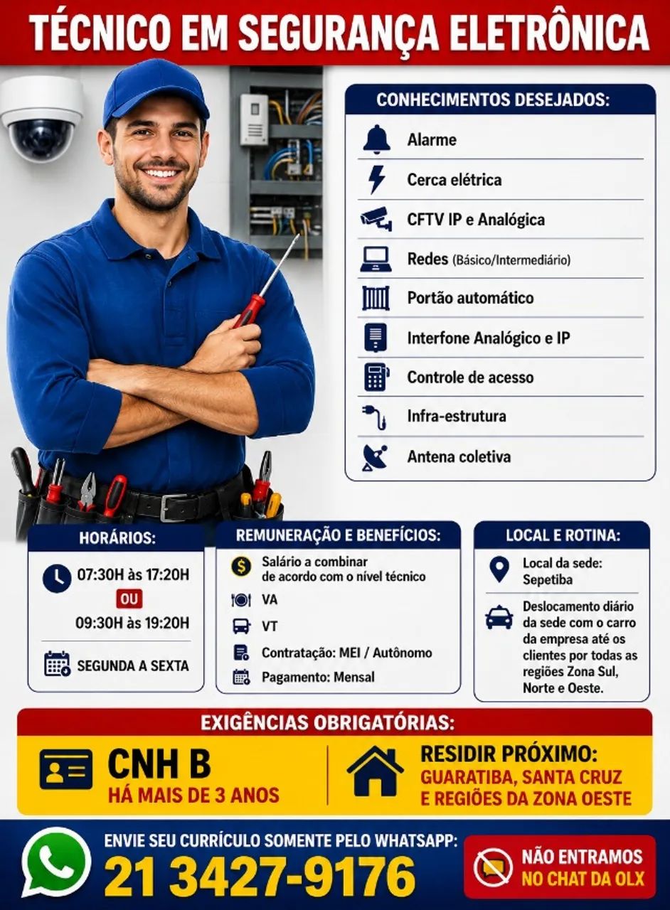 Vaga de Técnico CFTV Portão eletrônico