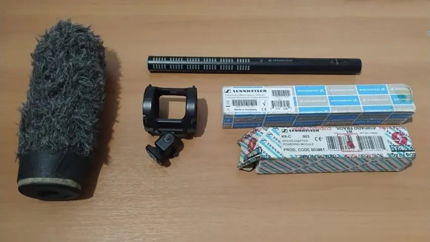 Kit Mic Shotgun Sennheiser ME66 + K6-C + Vara Boom - Microfones e