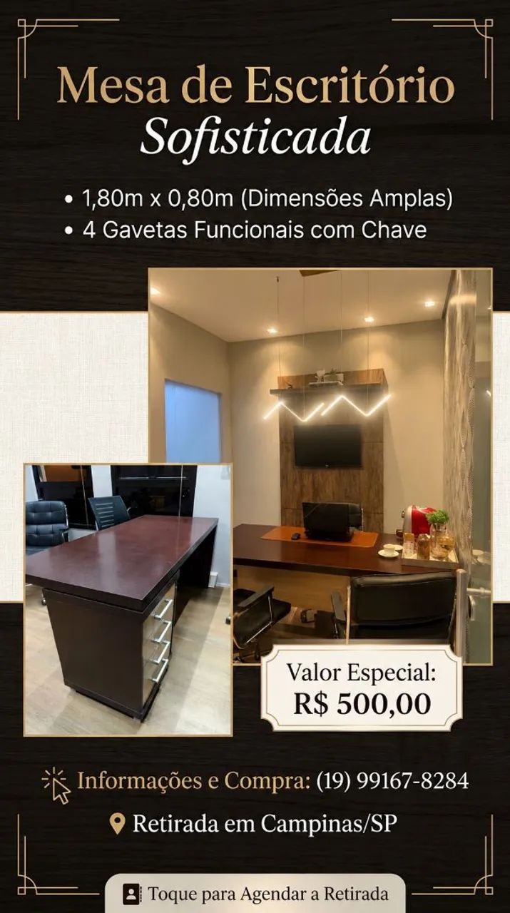 Mesa de Trabalho 180x80 com gaveta - usada em perfeito estado. - Foto 5