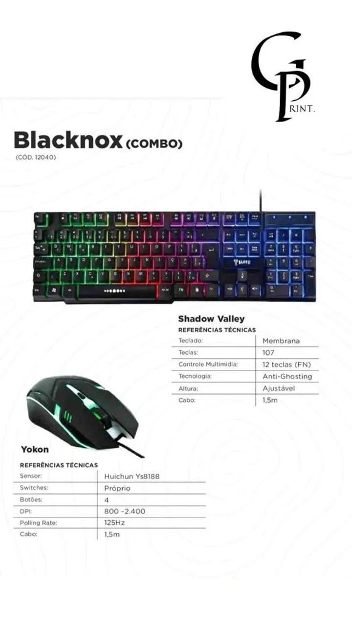 KIT GAMER BLACKNOX | TECLADO E MOUSE 
