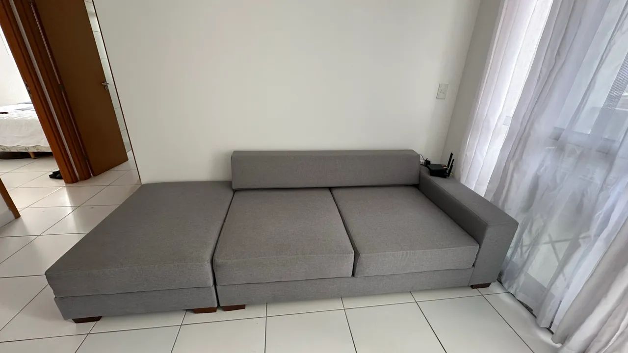 Sofá retrátil linho 2,80m - seminovo - Foto 3