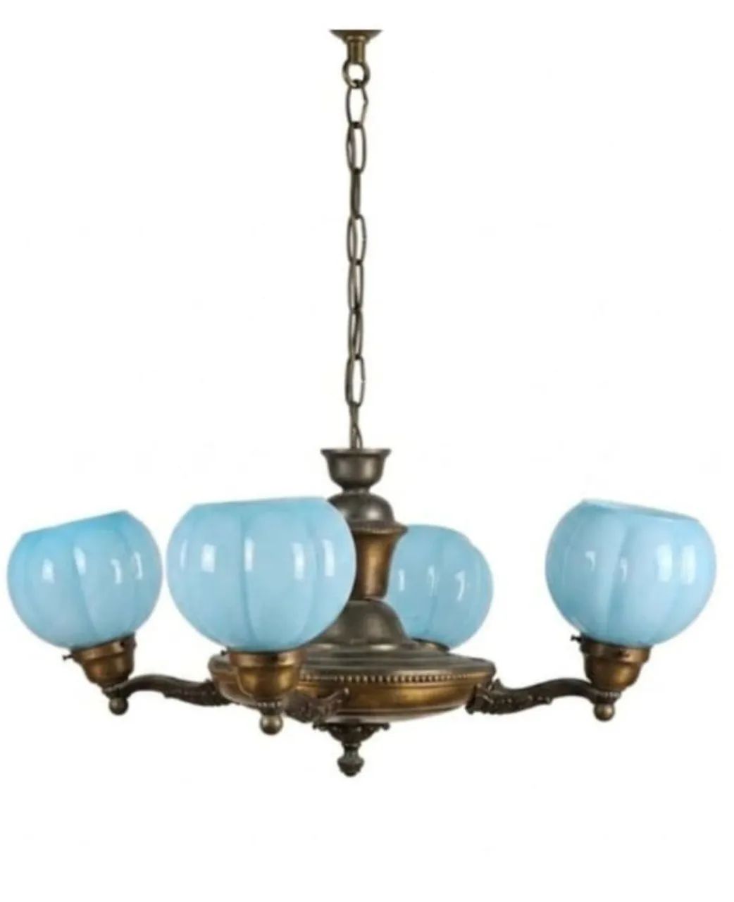 Lustre vintage retrô com 04 cúpulas azuis  - Foto 2