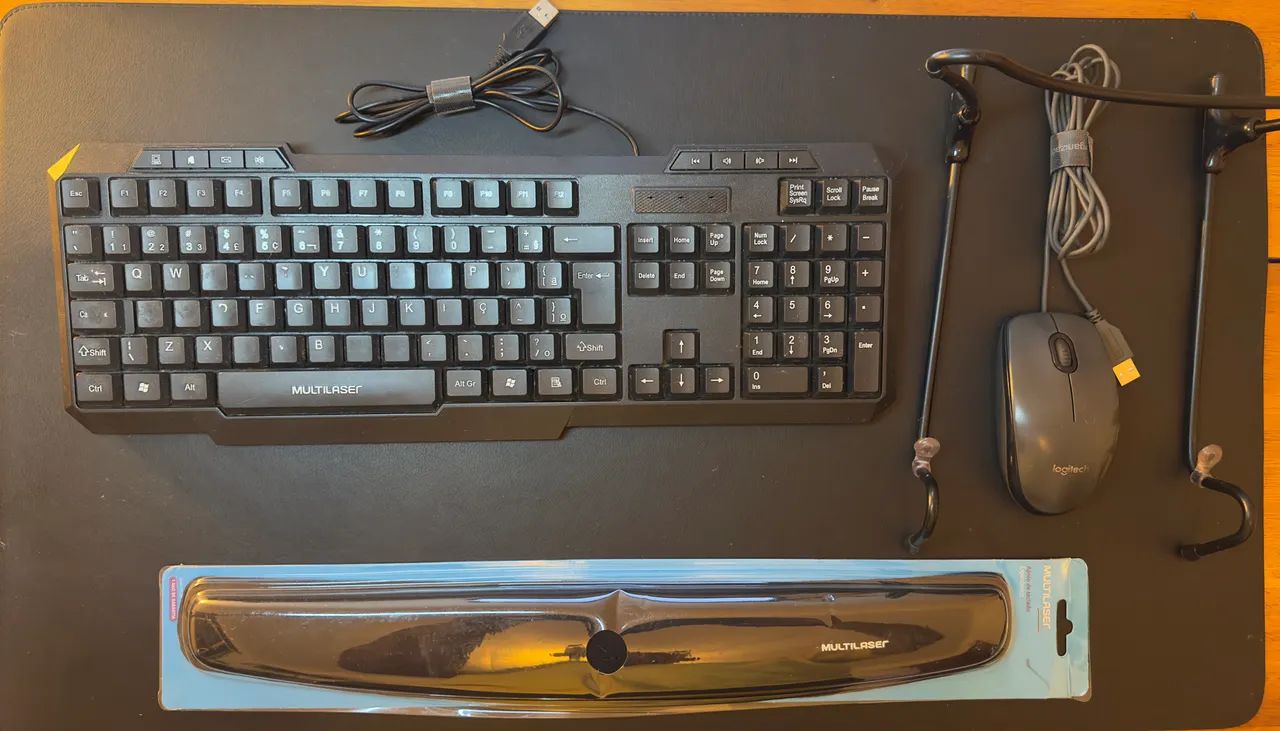 Kit Informática Completo - Suporte, Teclado, Mouse e Apoio Ergonômico 