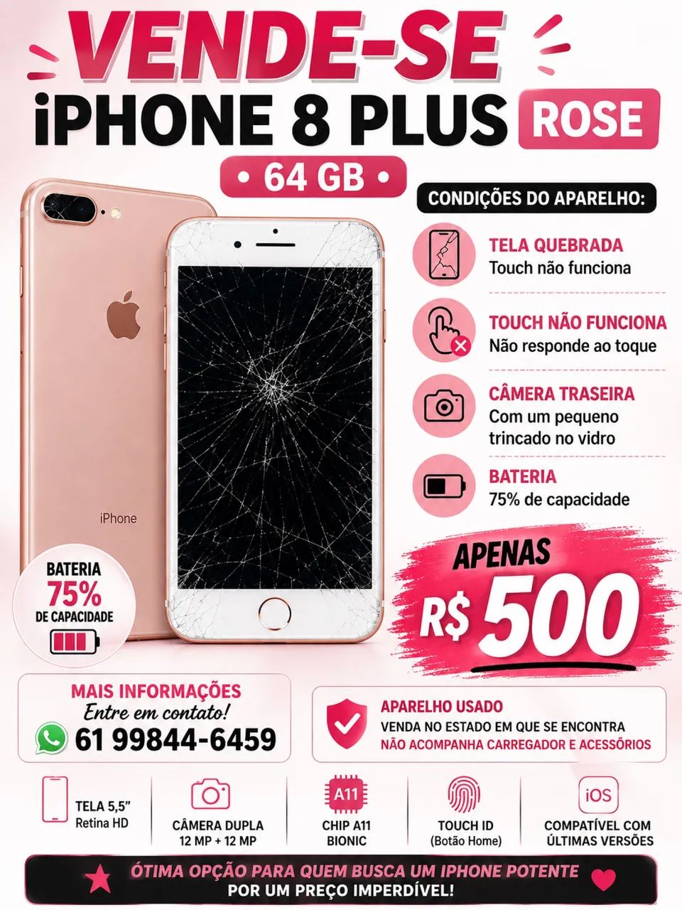 iphone 8 plus rose 