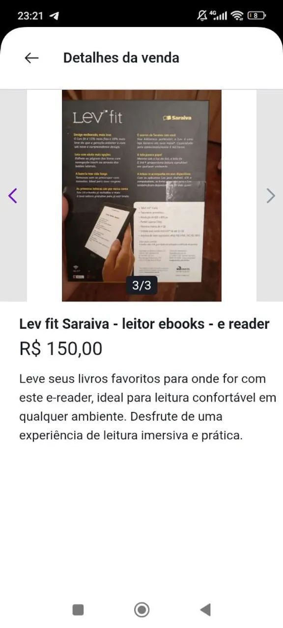 Lev fit Saraiva - leitor digital e-reader - Foto 3
