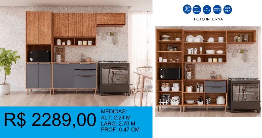 COZINHA COMPLETA 100% MDF - COMPRE HOJE E RECEBA EM ATÉ 72 HORAS - Foto 2