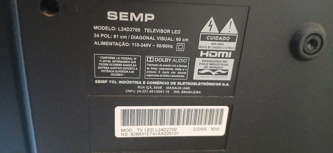 TV Semp 24 (L24D2700) - Com Tela Quebrada - Foto 2