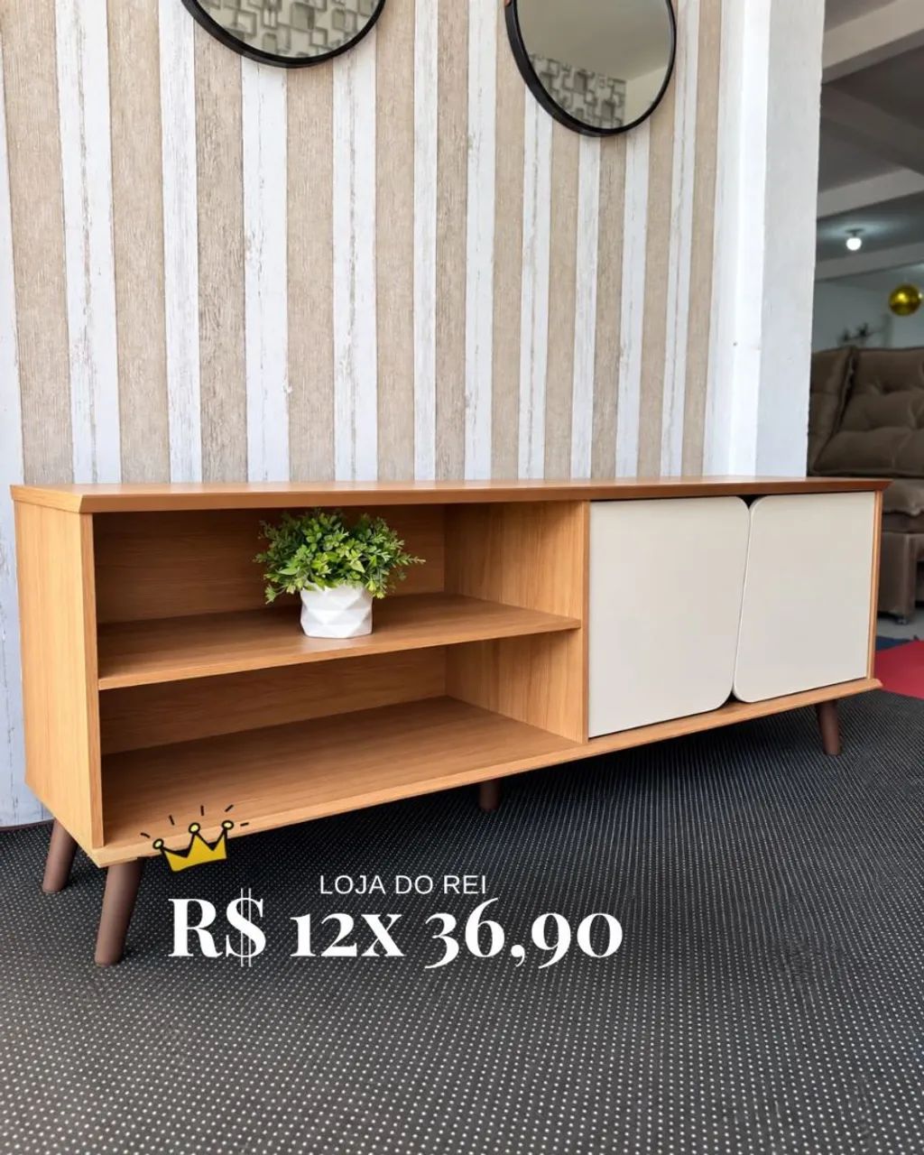 PROMOÇÃO URGENTE - Rack 100% MDF Eliza para Tv com 55 POLEGADAS   - Foto 2