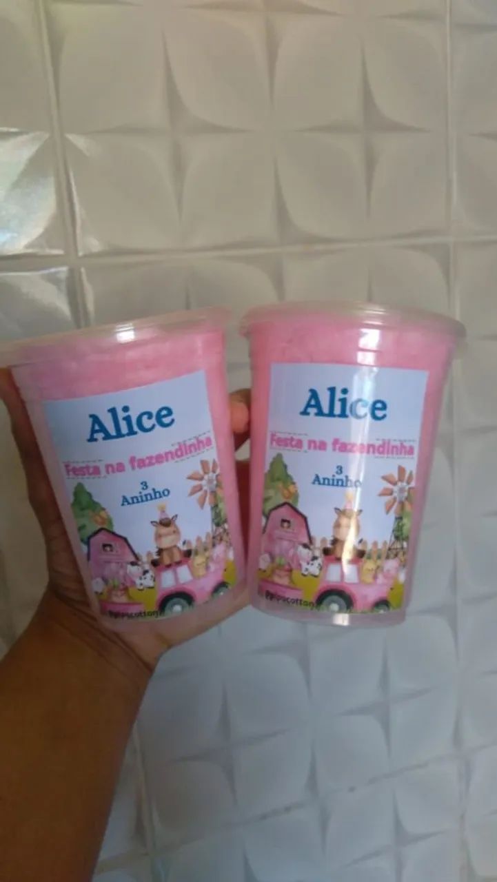 Algodão Doce personalizado no copo 