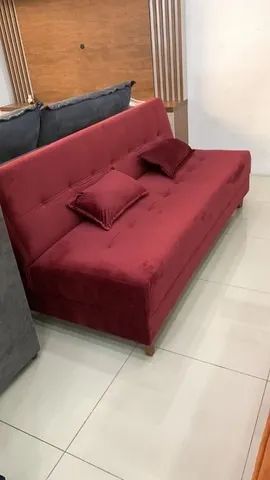 Sofá Cama Arpoador 4 Lugares (Vira Cama de Casal) Veludo Cores