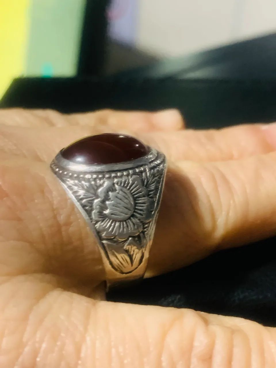 Anel Masculino Turco em Prata com Pedra  - Foto 3