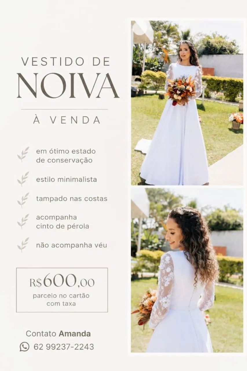 Vendo vestido de noiva (sem véu)