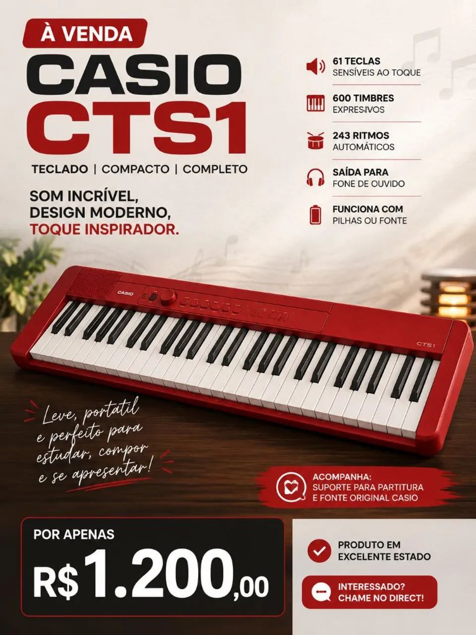 Teclado Casio CTS1