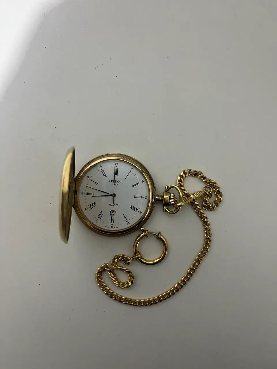 TISSOT 1853 - RELÓGIO DE BOLSO SUÍÇO QUARTZ COM CORRENTE - Foto 2