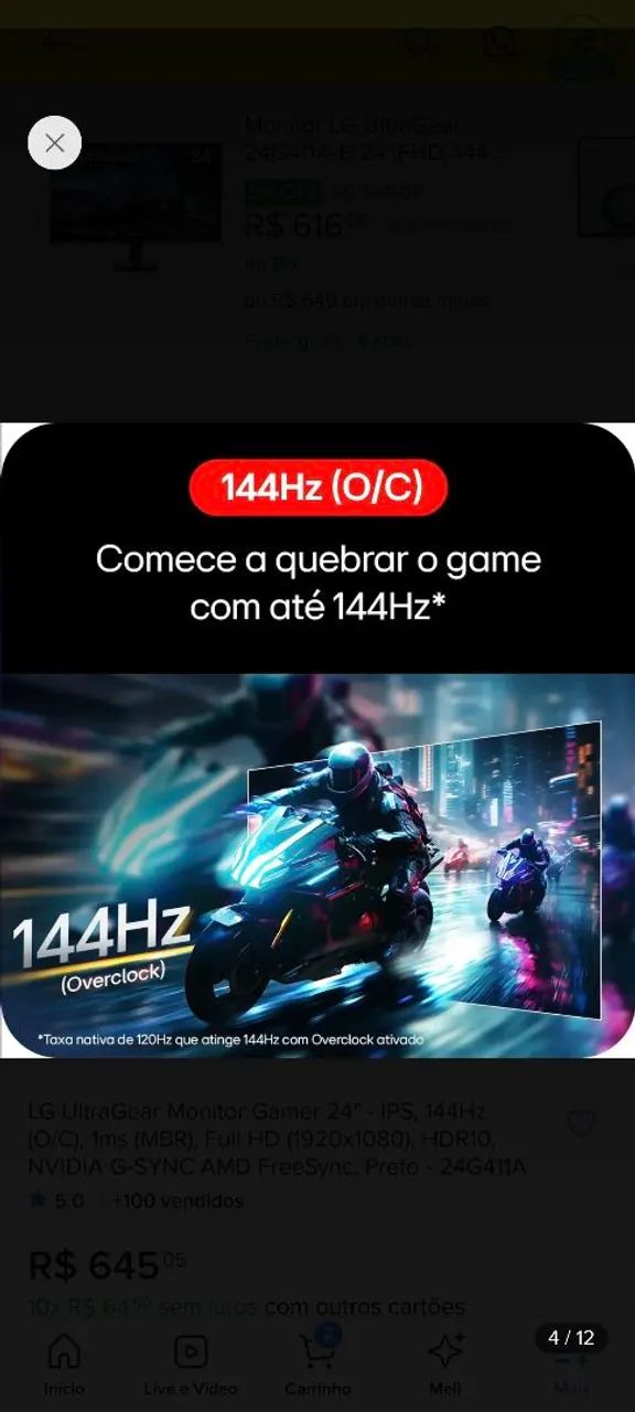 Monitor LG Ultragear 144Hz - 24 IPS (Lacrado) - Foto 2