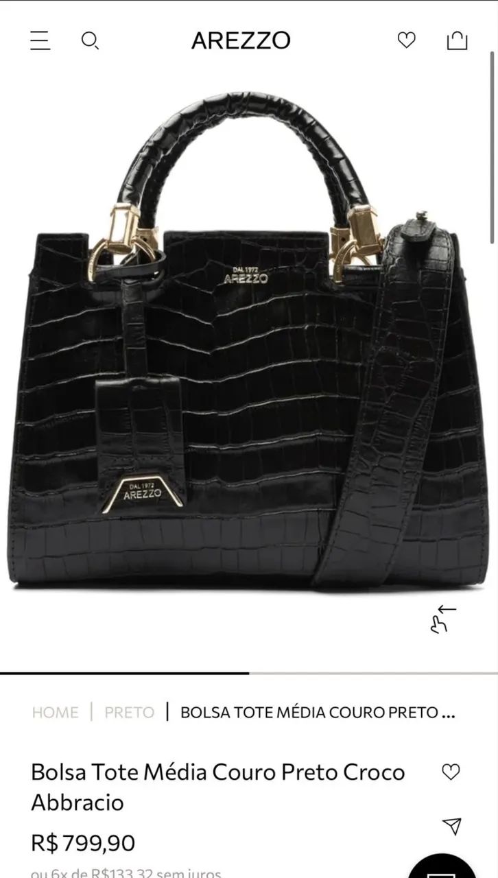 Linda bolsa Arezzo couro crocodilo 