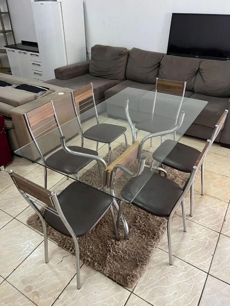 Mesa de vidro temperado com 6 cadeiras pés inox ((ENTREGO GRATIS??  - Foto 3