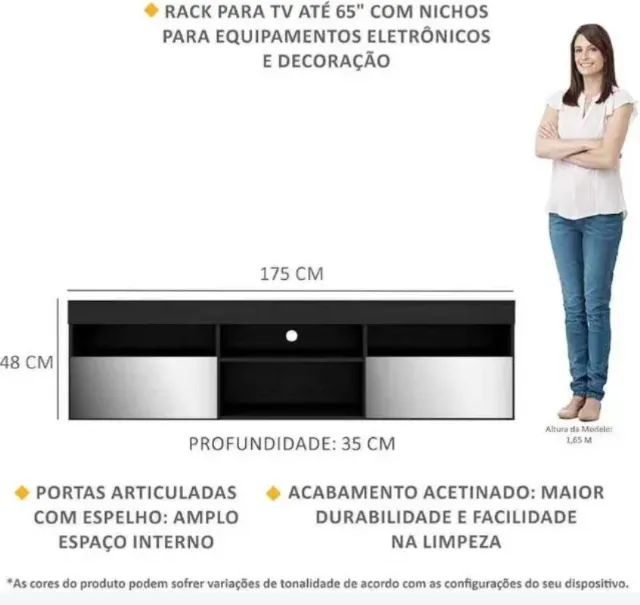 Rack de parede com 2 portas retráteis com espelho - Foto 5