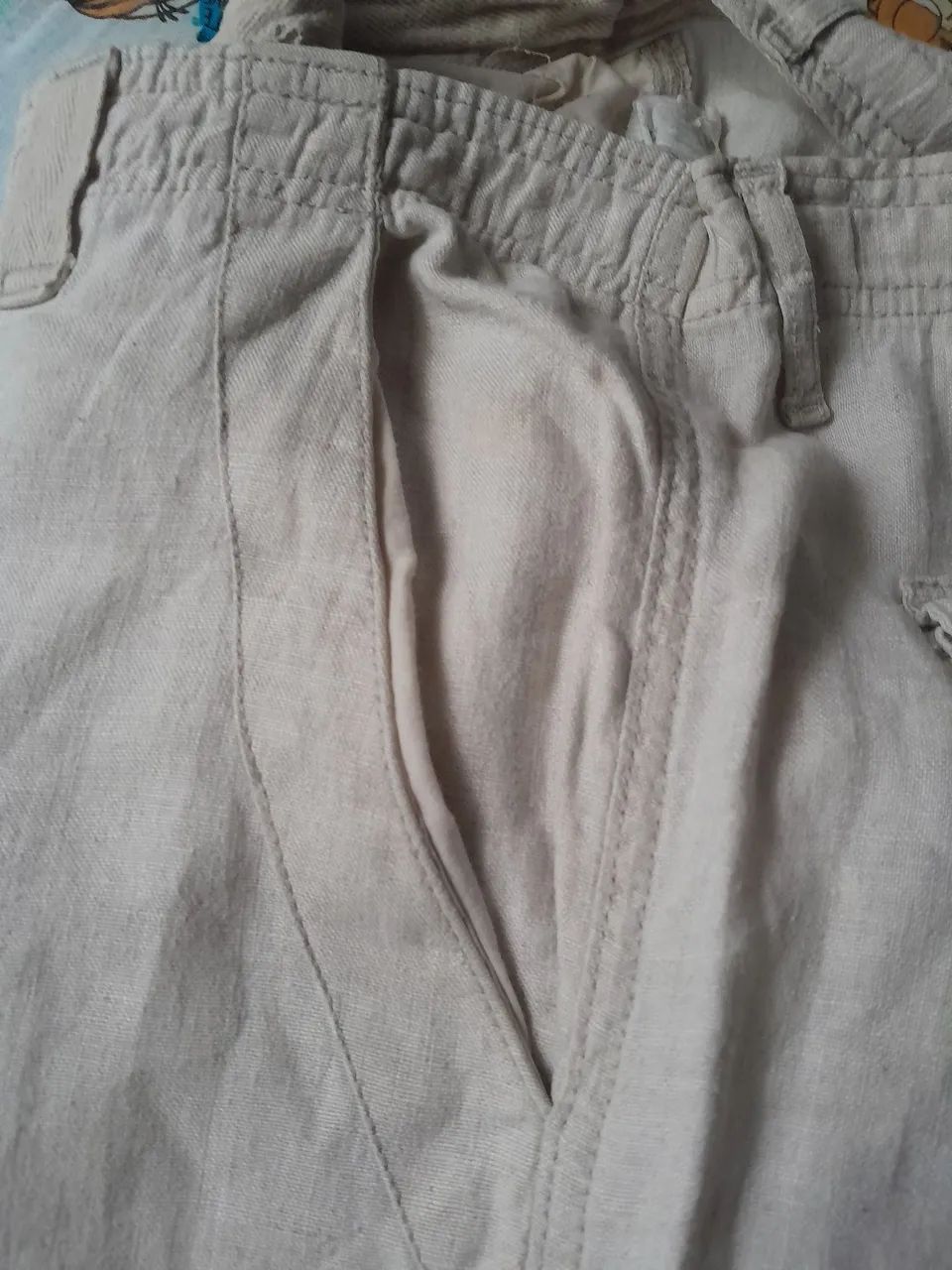 calça cargo zara linho bege m - Foto 4