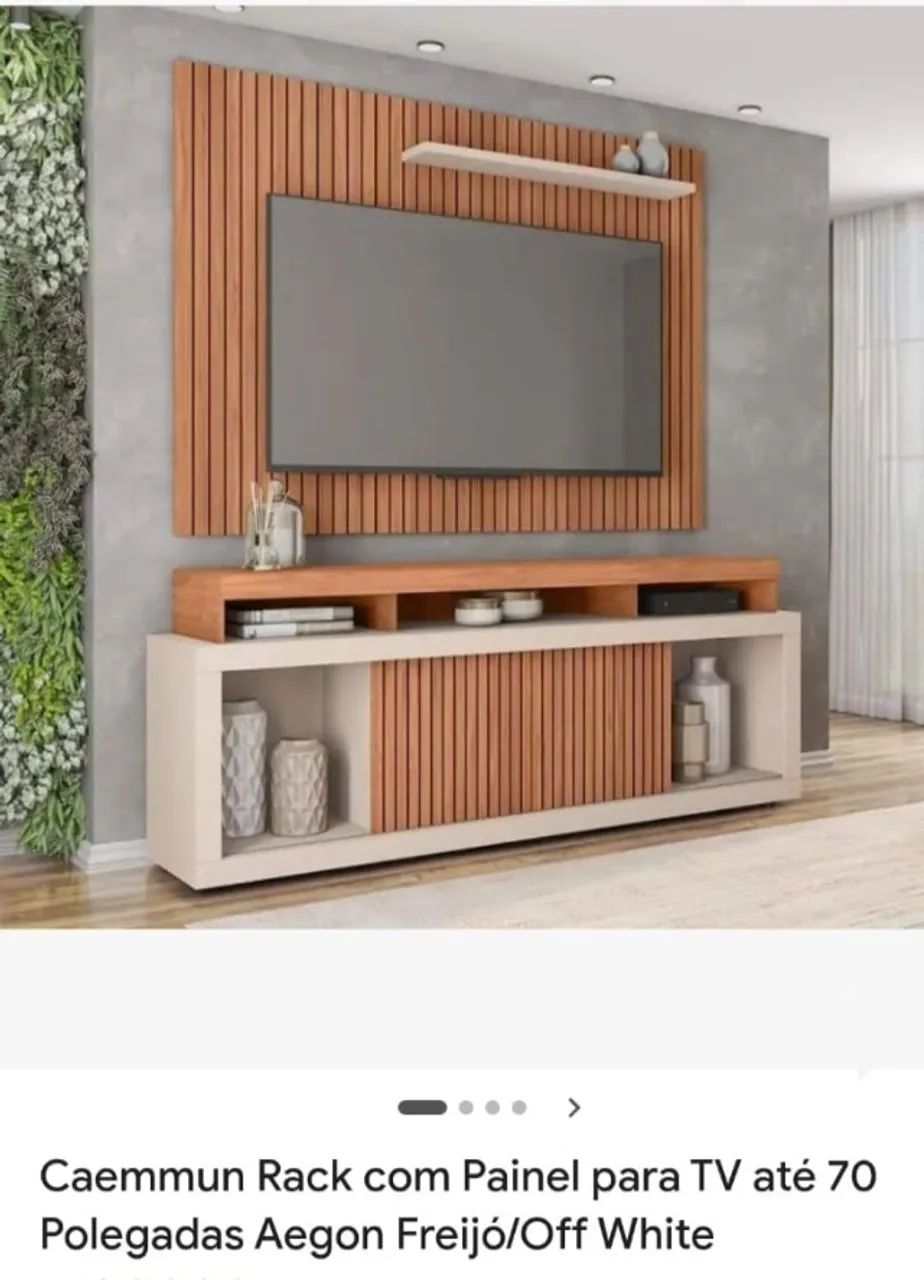 Painel para TV até 70 polegadas Caemmun Aegon Freijó/Off White - retirada na caixa - Foto 2