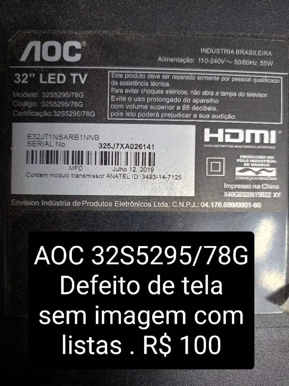 TV AOC 32 Defeito de tela