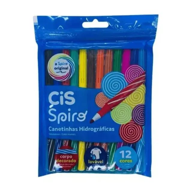  Kit 03 Canetinha Hidrográficas Spiro C/12 Cores - CIS - Foto 4