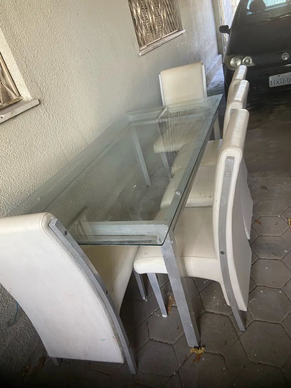 Mesa de Tampo de Vidro e Pernas de Alumínio com 6 Cadeiras - Foto 4