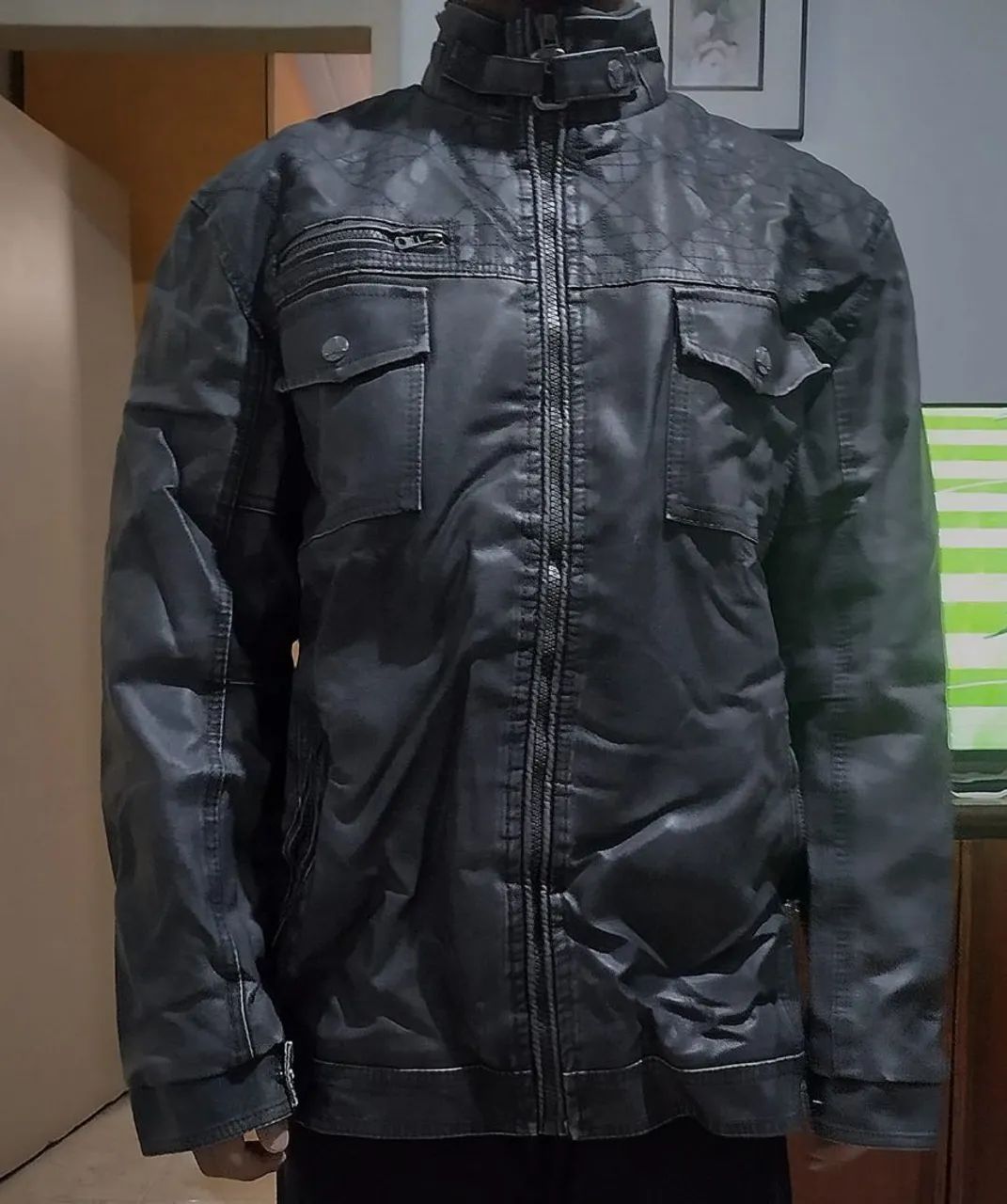 Casaco masculino de couro 
