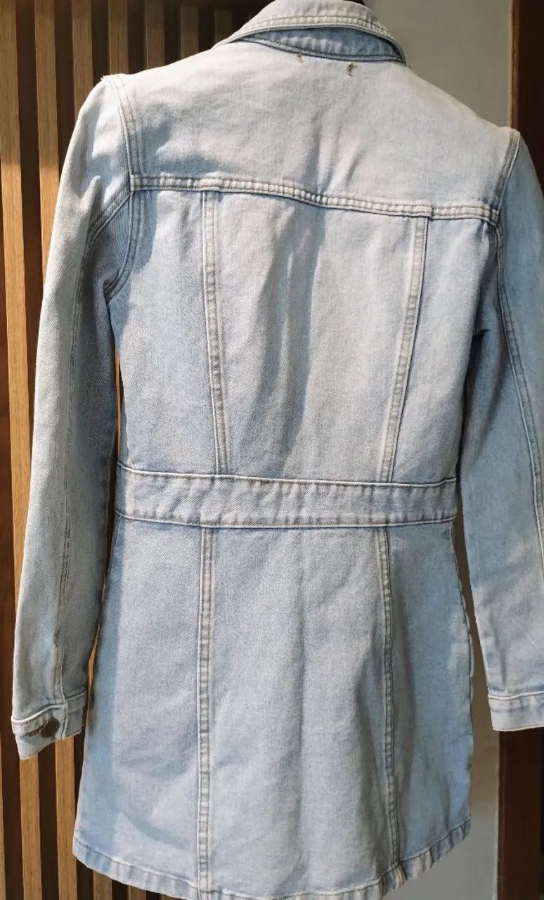 Jaqueta jeans alongada - clock house - P - Foto 3