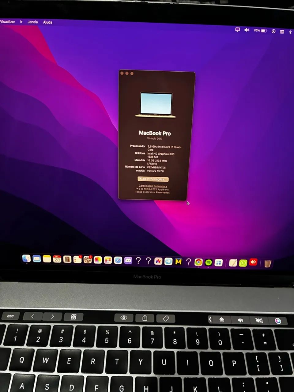 MacBook Pro 15? 2017 i7 16GB RAM - SSD - Muito Novo - Notebooks