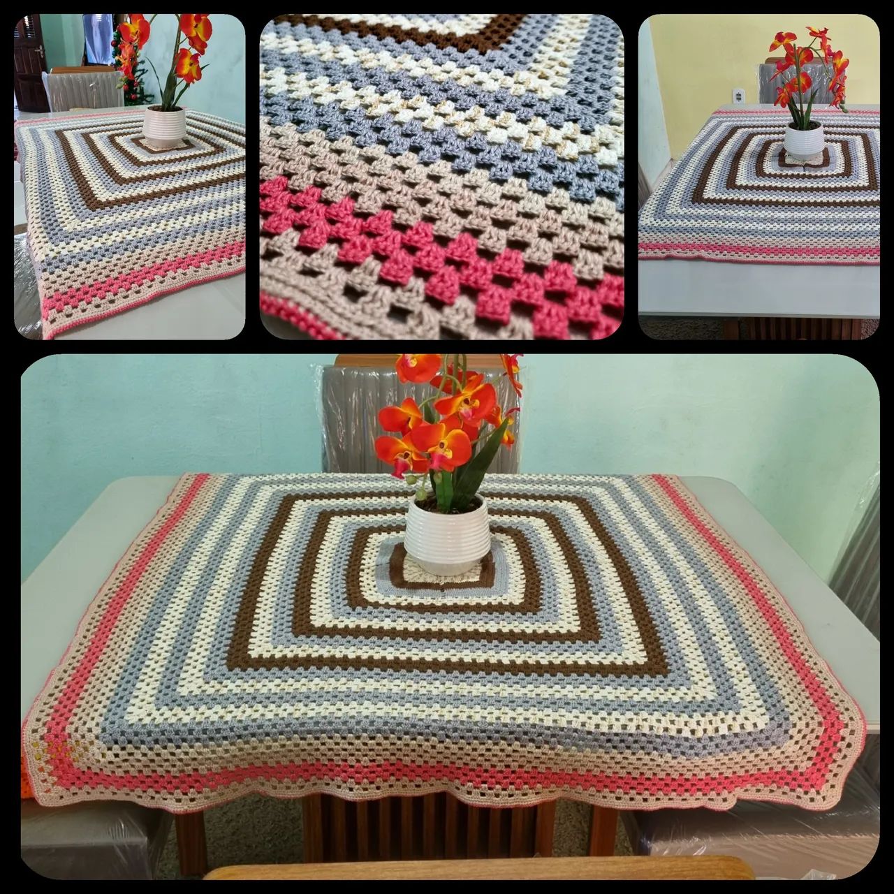 Toalha de Mesa Crochê - Colorido e Elegante - Vários Modelos