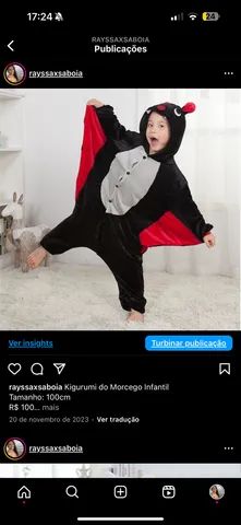 Kigurumi do Morcego Infantil Tamanho: 100cm R$ 100