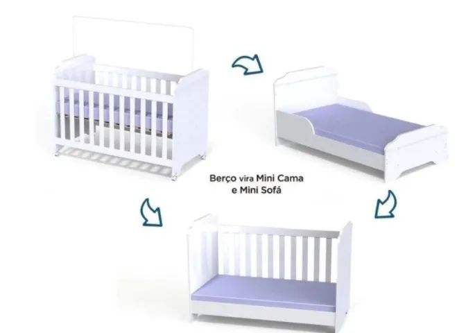 Berço Mini Cama Branco com colchão  - Foto 2
