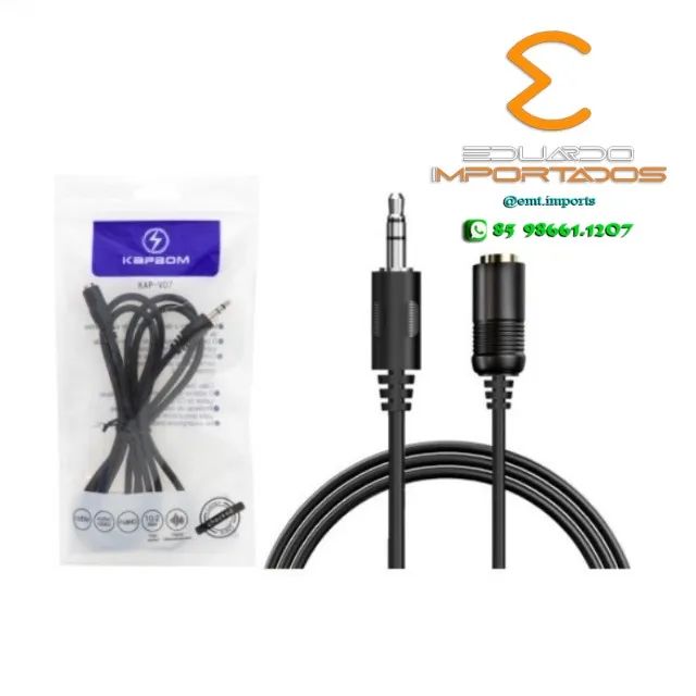Cabo Extensor auxiliar P2 1 Macho e 1 Femea 1.5 Metros