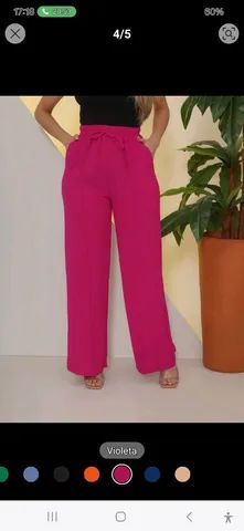 Calça pantalona rosa P em crepe  - Foto 3