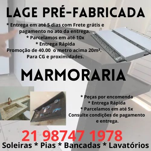 Laje pré-fabricadas e marmoraria