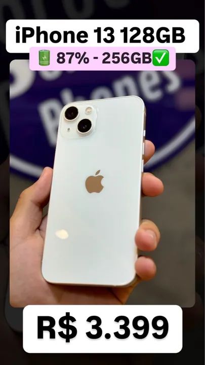 iPhone 13 256GB Seminovo impecável 
