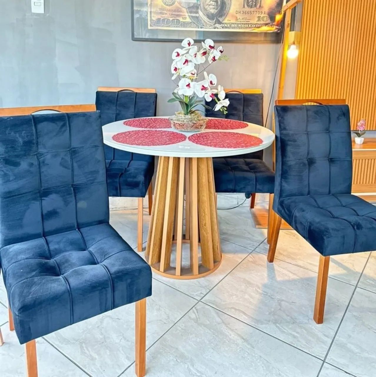 Mesa de Jantar Redonda 4 Cadeiras Brisa tt86 - Foto 2