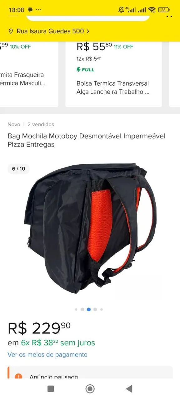 Mochila Motoboy para Entrega de Pizza - Desmontável e Impermeável - Foto 3