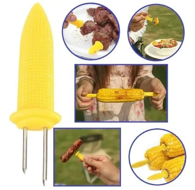 6 Espetinhos Para Milho, Queijos, Carne, Churrasco, Petiscos, Salsicha Etc