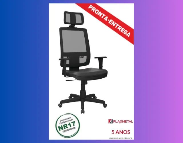 Cadeira Presidente com Tela Relax e Encosto de Cabeça (QUEIAM DE ESTOQUE)!!