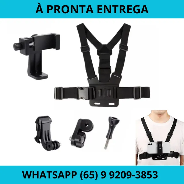 Cinta Peitoral Suporte Com Adaptador Para Celular e GoPro Fotos Vídeos Qualidade