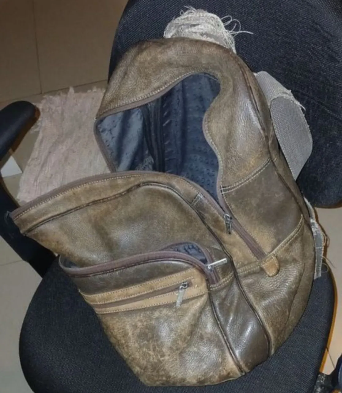 Mochila de Couro Marrom Fasolo